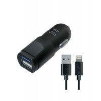 Автомобильное зарядное устройство для Apple InterStep 1 USB 1A + кабель Lightning, Black